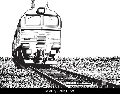 Vector illustration d'une locomotive russe avec sol grunge comme une couche séparée amovible Illustration de Vecteur