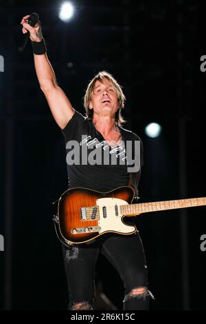Nashville, États-Unis. 09th juin 2023. Keith Urban se produit sur scène au festival CMA du Nissan Stadium de Nashville, Tennessee, sur 9 juin 2023. (Photo par Justin Renfroe/Sipa USA) crédit: SIPA USA/Alay Live News Banque D'Images