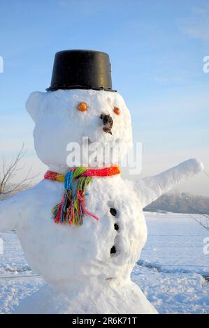 Snowman famille avec figurines animales, paysage d'hiver Snowman famille avec figurines animales, paysage d'hiver Banque D'Images