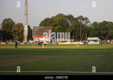 Une vue générale du jeu lors du match Blast Vitality T20 entre Kent Spitfires et Hampshire Hawks au St Lawrence Ground, Canterbury, le vendredi 9th juin 2023. (Photo : Tom West | MI News) Credit: MI News & Sport /Alay Live News Banque D'Images