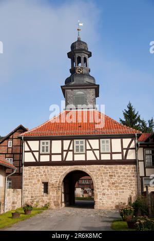Gatehouse du monastère de Michaelstein, Blankenburg, Saxe-Anhalt Banque D'Images