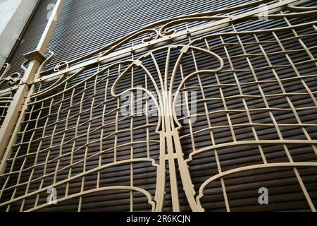 Gros plan de l'art nouveau rattaché au Musée Horta de Bruxelles, l'ancienne maison et studio de l'architecte Victor Horta. Banque D'Images