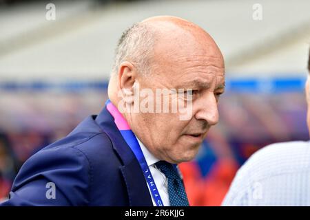 Istanbul, Turquie. 09th juin 2023. Giuseppe Marotta, PDG d'Inter, vu au stade lors d'une dernière session d'entraînement avant la finale de la Ligue des champions de l'UEFA entre Manchester City et Inter au stade Atatürk d'Istanbul. (Crédit photo : Gonzales photo/Alamy Live News Banque D'Images