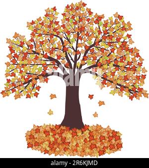 Feuilles d'automne et arbre - illustration vectorielle Illustration de Vecteur