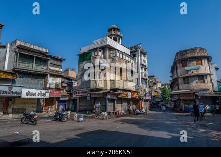 Vieille ville, site classé au patrimoine mondial de l'UNESCO, Ahmedabad, Gujarat, Inde, Asie Banque D'Images