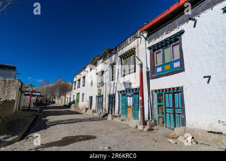 Maisons tibétaines à Lo Manthang, capitale du Royaume de Mustang, Himalaya, Népal, Asie Banque D'Images