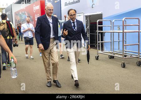 Le Mans, France. 10th juin 2023. Nicolas Deschaux (fra), président de la FFSA, avec Pierre Gosselin (fra), portrait pendant les 24 heures du Mans 2023 sur le circuit des 24 heures du Mans de 10 juin à 11, 2023 au Mans, France - photo: Paul Vaicle/DPPI/LiveMedia crédit: Agence photo indépendante/Alay Live News crédit: Agence photo indépendante/Alamy Live News Banque D'Images