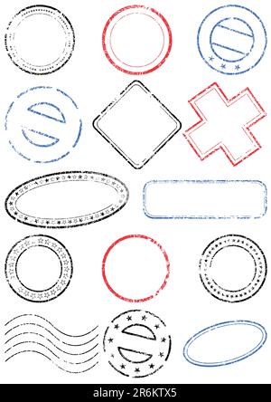 Ensemble de tampons et de pospoints différents. Tous les objets vectoriels de cette illustration sont isolés. Couleurs de tampon, couleur d'arrière-plan transparent et texte ... Illustration de Vecteur