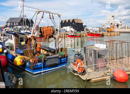 Whitstable Harbour, construit en 1832, le premier port d'Angleterre à être desservi par un chemin de fer, la ligne Crab and Winkle, Whitstable Banque D'Images