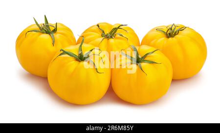 chemin de tomate jaune isolé sur blanc Banque D'Images