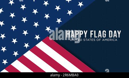 Happy Flag Day dans le 14 juin américain, illustration vectorielle, idéal pour le modèle de post sur les réseaux sociaux, carte de vœux, orientation paysage, arrière-plan, etc Illustration de Vecteur