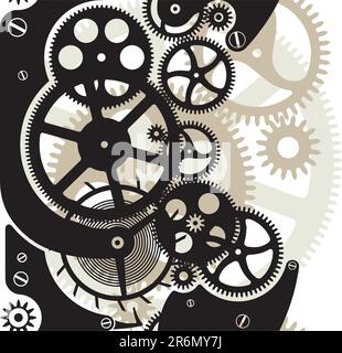 Les roues COG fonctionnent. Motif vectoriel transparent par vertical. Illustration de Vecteur