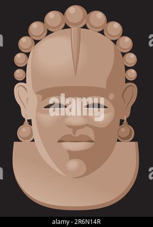 Image vectorielle du masque africain sur fond noir. Illustration de Vecteur