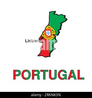 Carte du Portugal sous forme de drapeau portugais sur fond blanc. Vecteur Illustration de Vecteur