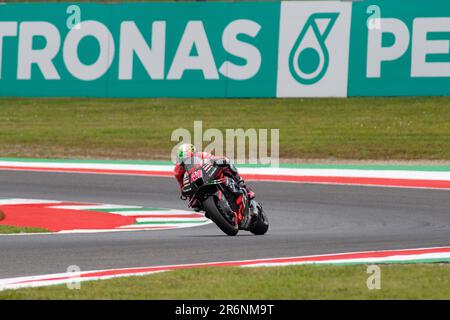 10th juin 2023 ; Autodromo Internazionale del Mugello, Scarperia e San Piero, Florence, Italie ; 2023 journée de qualification MotoGP italienne ; course d'Aprilia Aleix Espargaro Banque D'Images