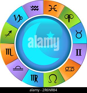 Une image des 12 symboles du zodiaque. Illustration de Vecteur