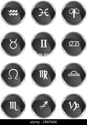 Une image des 12 symboles du zodiaque. Illustration de Vecteur