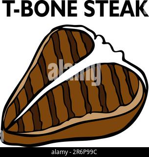 L'image d'un T-bone steak. Illustration de Vecteur