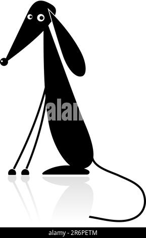 Funny chien noir silhouette pour votre conception Illustration de Vecteur