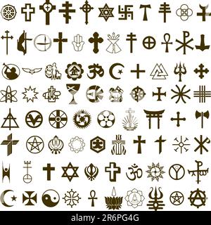 vecteur. divers symboles religieux tatouage Illustration de Vecteur