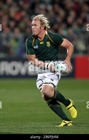 Schalk Burger d'Afrique du Sud lors d'un match de billard D contre Nambia lors de la coupe du monde de rugby 2011, North Harbour Stadium, Auckland, Nouvelle-Zélande, jeudi, 22 septembre 2011. Banque D'Images