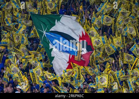 Istambul, Turquie. 11th juin 2023. Inter fans avec les drapeaux lors de la finale 2023 de la Ligue des champions de l'UEFA entre Manchester City et Inter au stade olympique Atatürk à Istanbul, Turquie sur 10 juin 2023 (photo par Andrew SURMA/ Credit: SIPA USA/Alay Live News Banque D'Images