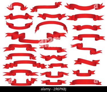 Vecteur de collecte des rubans rouges en forme différente Illustration de Vecteur