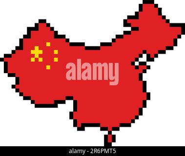 pixel art de chine drapeau de carte Illustration de Vecteur