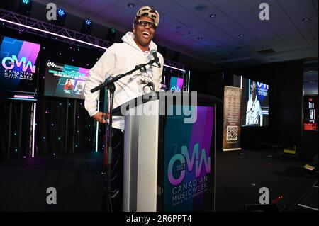 Toronto, Canada. 10 juin 2023. L'artiste canadien Kardinal Offishall reçoit le Prix de justice sociale lors de la semaine canadienne de la musique 2023 à Toronto, au Canada. Crédit Dominic Chan/EXimages/CMW : EXImages/Alamy Live News Banque D'Images