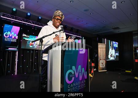 Toronto, Canada. 10 juin 2023. L'artiste canadien Kardinal Offishall reçoit le Prix de justice sociale lors de la semaine canadienne de la musique 2023 à Toronto, au Canada. Crédit Dominic Chan/EXimages/CMW : EXImages/Alamy Live News Banque D'Images