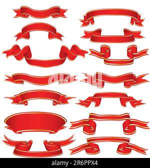 Vecteur de collecte des rubans rouges en forme différente Illustration de Vecteur