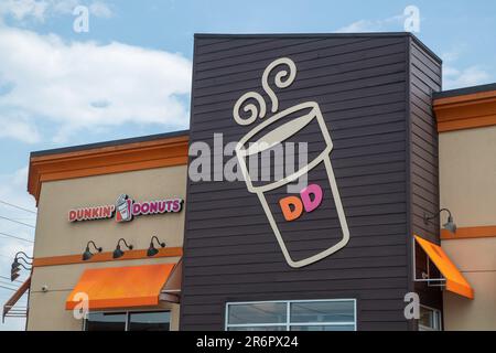 Muncy, États-Unis. 10th juin 2023. Vue extérieure sur le restaurant Dunkin' Donuts de Muncy. Crédit : SOPA Images Limited/Alamy Live News Banque D'Images