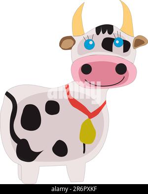 Magnifique vache à pois sur fond blanc Illustration de Vecteur