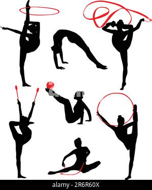 collection de silhouettes gymnastiques rythmiques - vecteur Illustration de Vecteur