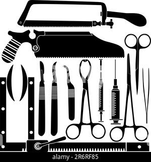 Ensemble d'outils chirurgicaux en silhouette - illustrations vectorielles Illustration de Vecteur