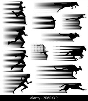 Jeu de silhouettes vecteur modifiable rapides et les gens et les animaux Illustration de Vecteur