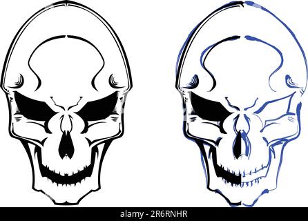 les crânes vectoriels se coupent avec le détail pinceau. voir la gamme pour les différentes compositions Illustration de Vecteur
