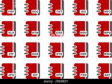 Pack d'icônes vectorielles - série Rouge, collection de documents Illustration de Vecteur