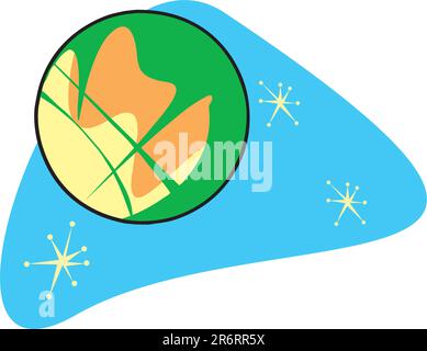 Planète Mars rétro fait partie d'un ensemble complet de système solaire planète en téléchargement. Illustration de Vecteur