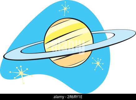 Retro planète Saturne fait partie d'un ensemble complet de système solaire planète en téléchargement. Illustration de Vecteur