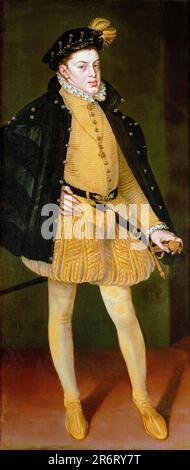 Bébé Don Carlos d'Espagne (1545-1568), prince des Asturies, portrait peint dans l'huile sur toile par Alonso Sánchez Coello, 1564 Banque D'Images