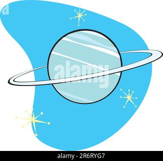 La planète Neptune rétro fait partie d'un ensemble complet de système solaire planète en téléchargement. Illustration de Vecteur