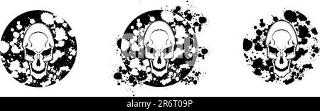 les crânes vectoriels se coupent avec les détails des formes éparpillées. voir la gamme pour les différentes compositions Illustration de Vecteur