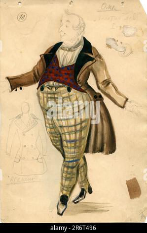 Conception de costume pour la pièce Madame Bovary. Musée : Musée du théâtre national A. Bakhrushin, Moscou. Auteur: Valentina Fyodorovna Krivosheina. Banque D'Images