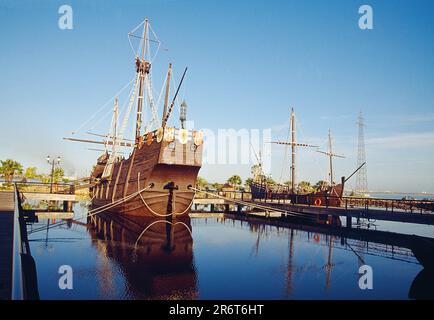 Quai des Caravels. Palos de la Frontera, province de Huelva, Andalousie, Espagne. Banque D'Images