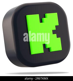 Valence, Espagne - juin 2023 : icône d'application logo Kick isolé sur fond blanc, symbole découpé flottant dans le rendu 3D. Kick est nouveau streaming en direct et vi Banque D'Images