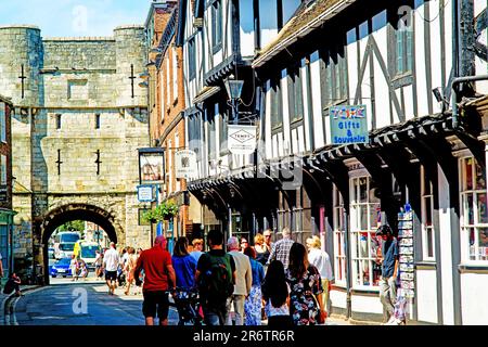 High Petergate and Bootham Bar, York, Yorkshire, Angleterre Banque D'Images