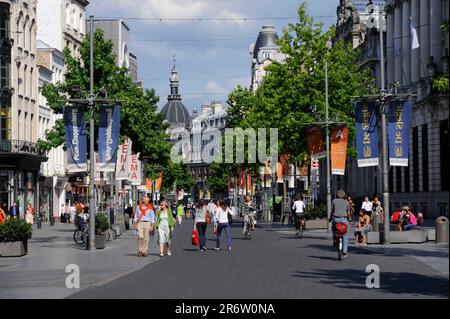 Rue commerçante Meir, Anvers, Flandre, Belgique Banque D'Images