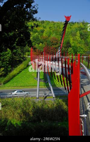 Pont Dragon, Plagheap de Hoppenbruch, parc de Hoheward, Herten, Ruhr, Rhénanie-du-Nord-Westphalie, Allemagne Banque D'Images