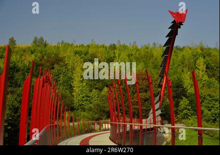 Pont Dragon, Plagheap de Hoppenbruch, parc de Hoheward, Herten, Ruhr, Rhénanie-du-Nord-Westphalie, Allemagne Banque D'Images